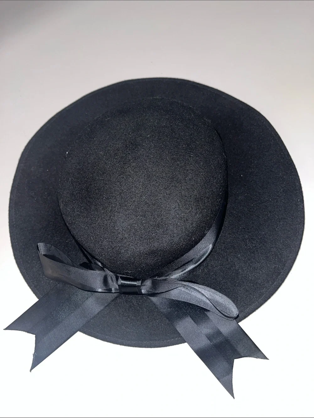 Michael Howard’s 100% Wool Black Wide-Brim Hat with Satin Ribbon